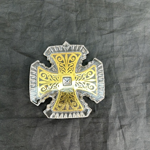 Gorham Cross Brass & Crystal Christmas Ornament - Picture 2 of 4